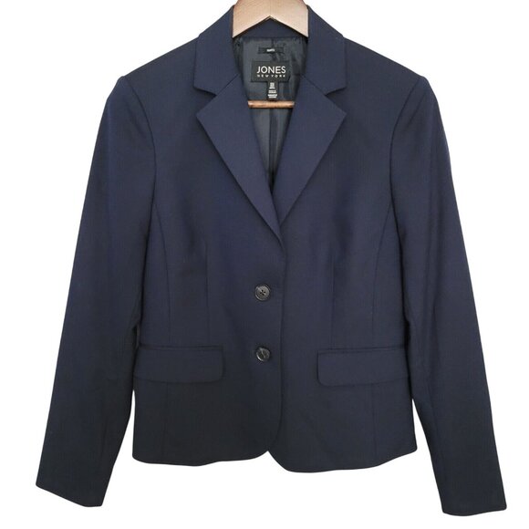 Jones New York Navy Blue Lined Suit Jacket Womens Size 4 Career Professional - Picture 1 of 8